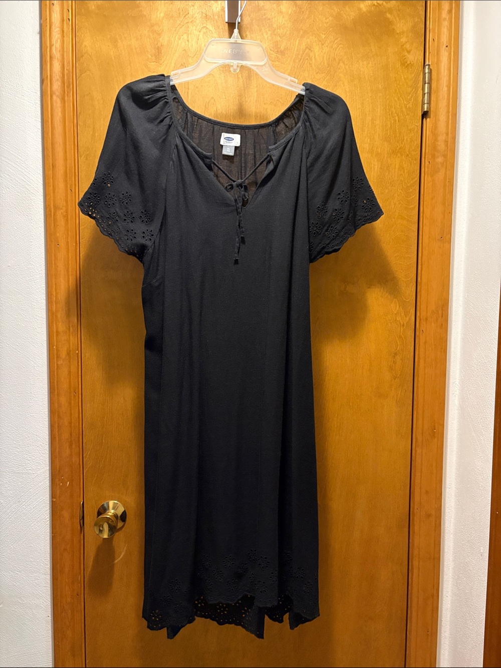 Old Navy Black Midi Dress with Eyelet Trim